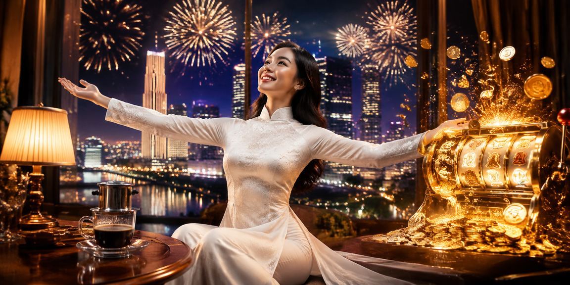 Người phụ nữ mặc áo dài trải nghiệm slot game tại TP. Hồ Chí Minh